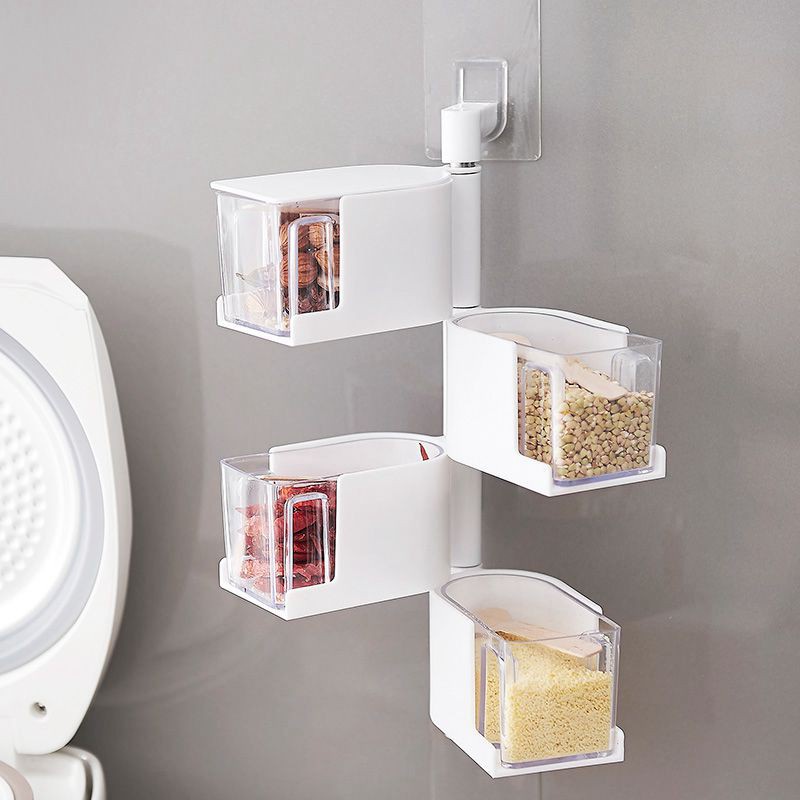 Hộp gia vị treo tường cao cấp 3 tầng, 4 tầng kéo mở dễ dàng