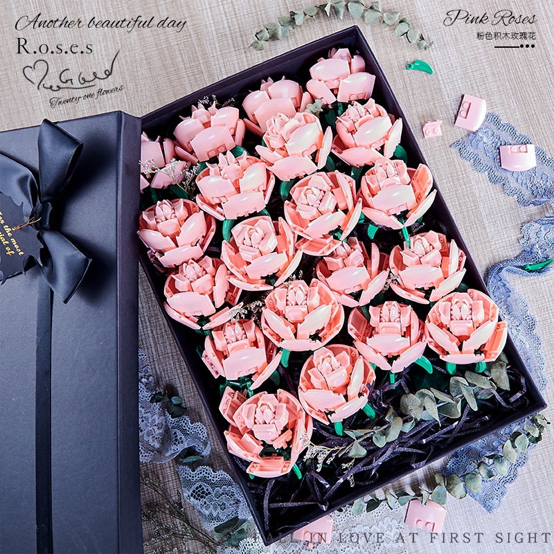 ✨Lebrick✨Bộ Đồ Chơi LEGO Xếp Hình Hoa Hồng Xanh Dương Lãng Mạn Sáng Tạo Thích Hợp Làm Quà Sinh Nhật Cho Bé Gái