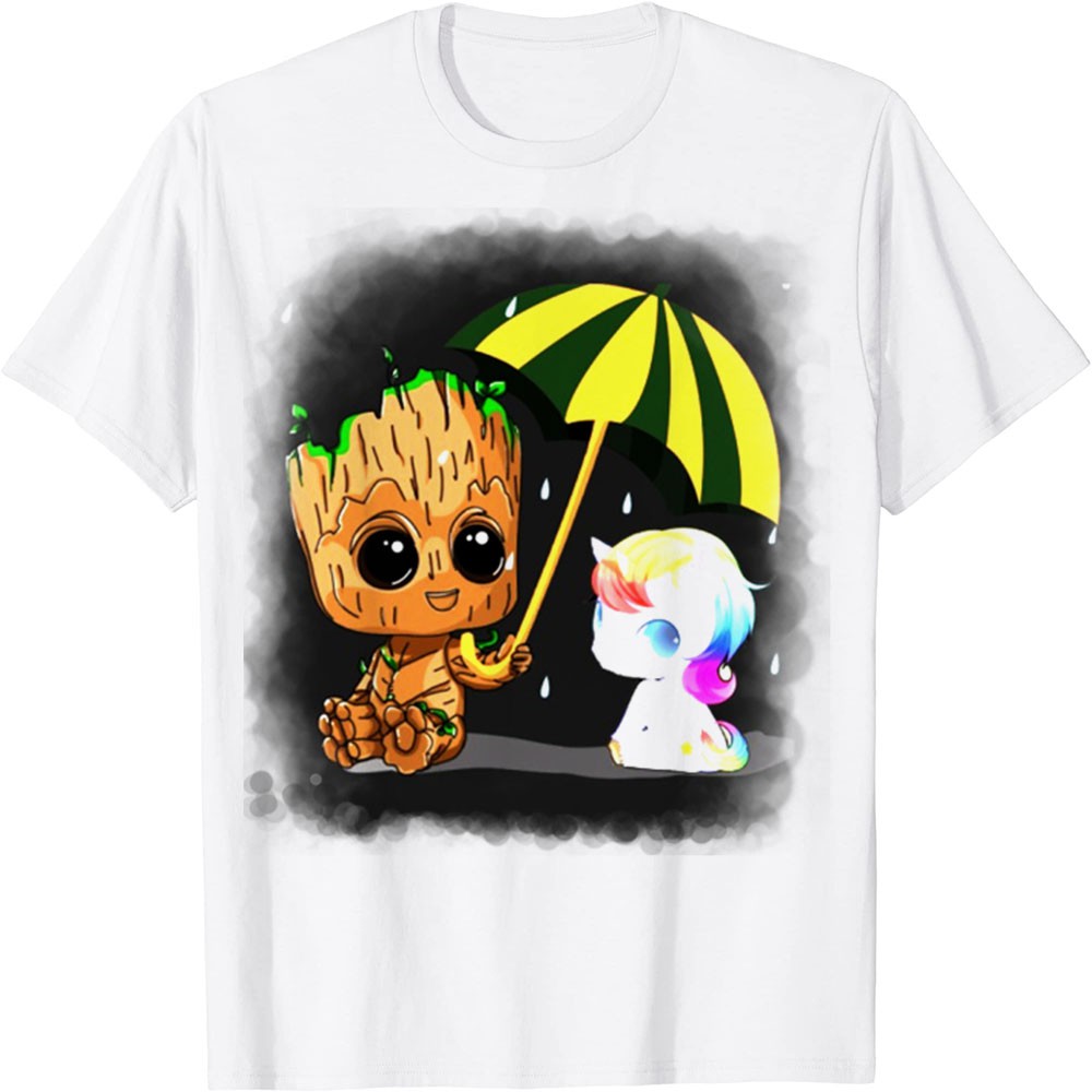 Áo Thun In Hình - Groot và Groot Unicorn dễ thương - TH3708