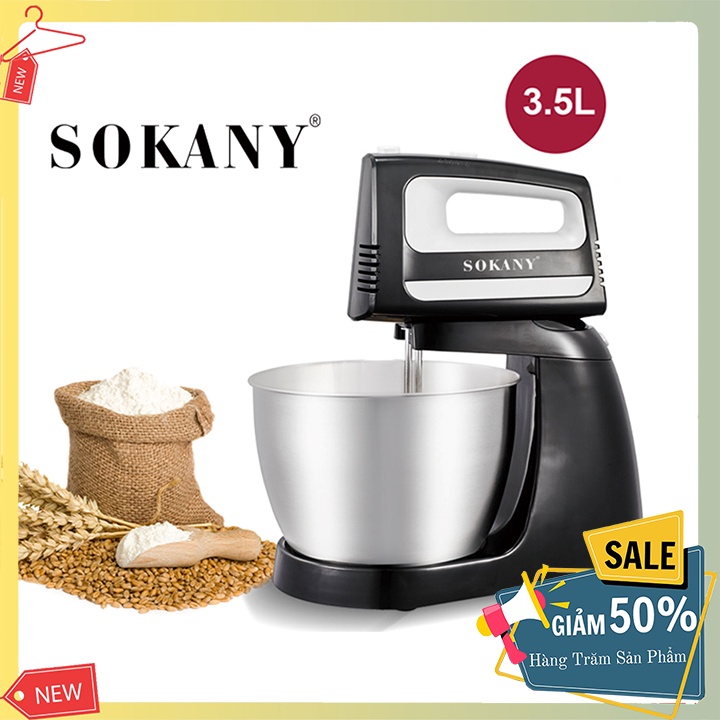 Máy đánh trứng trộn bột để SOKANY công suất lớn 400W Cối trộn 3,5L