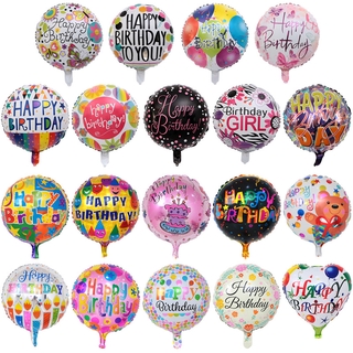 1 Bong Bóng Tròn 18 Inch In Chữ Happy Birthday Xinh Xắn