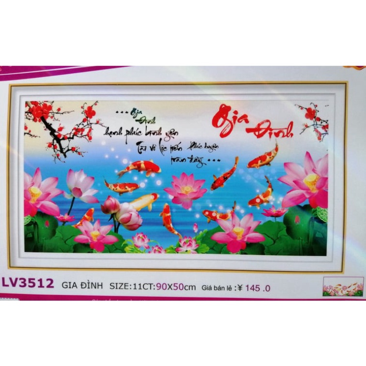 Tranh thêu chữ thập Gia đình LV3512