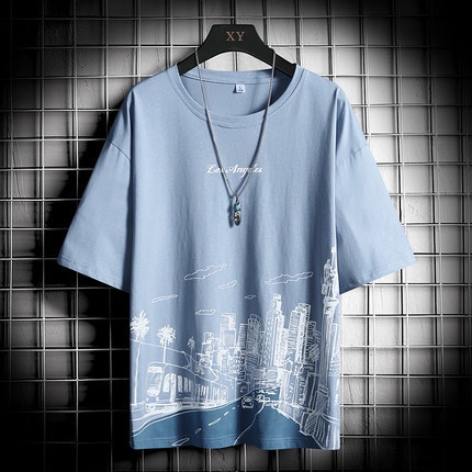Áo Thun Tay Ngắn Cổ Tròn Dáng Rộng Thời Trang Mùa Hè Cho Nam Size M-3XL