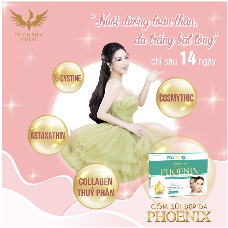Thức uống đẹp da, điều hòa nội tiết tố, trắng da Phoenix Pharma dạng bột cốm sủi  [hộp 30gói] date t11.2024