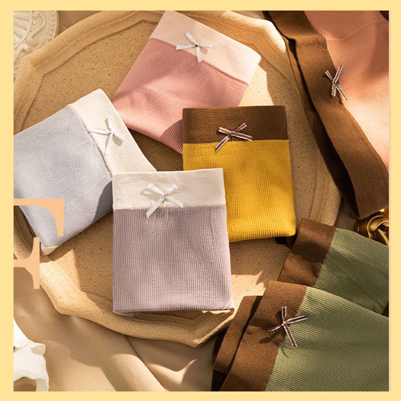 Quần lót nữ cotton nâng hông giữ eo phong cách Nhật Bản thoáng khí HEYPANG Quần tam giác nữ thun nơ dễ thương VN004