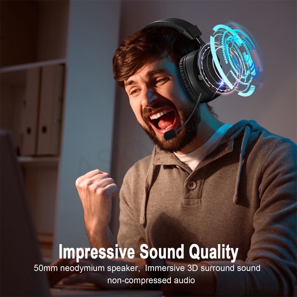 Tai Nghe Chơi Game Bluetooth Không Dây 2.4Ghz Có Mic Cho PS5 PS4 / Laptop / Điện Thoại Sử Dụng 48 Giờ