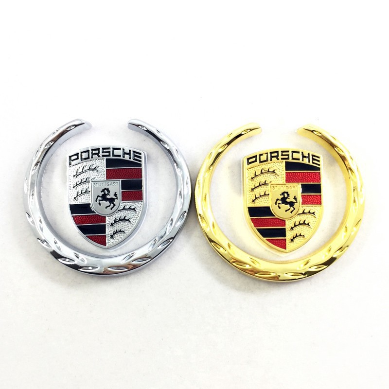 Logo kim loại trang trí xe hơi Porsche