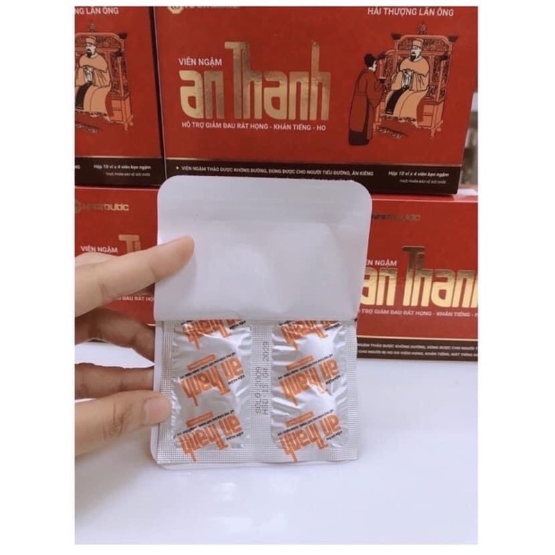 Viên kẹo ngậm ho An Thanh, giảm đau rát họng, khàn tiếng, ho khò khè (Hộp 10 vỉ x4 viên)