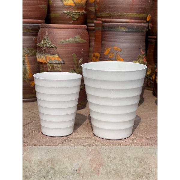 [HOT] combo 10 chậu nhựa tròn xoắn gân  trồng hoa 25x30cm