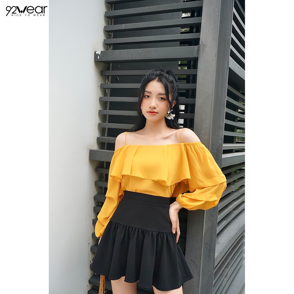 Áo sơ mi nữ 2 dây 92WEAR 2 MÀU, đủ size, dây bèo ngực ASW0995