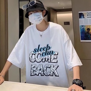 Áo thun tay ngắn chất liệu cotton 100% in họa tiết chữ come back form rộng cho nam - nữ