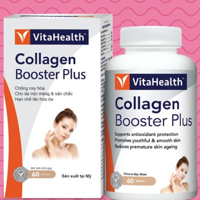 Viên Uống Bổ Sung Collagen Chống Lão Hóa, Giúp Da Mịn Màng & Săn Chắc Vitahealth Collagen Booster Plus+ - Hộp 60 Viên