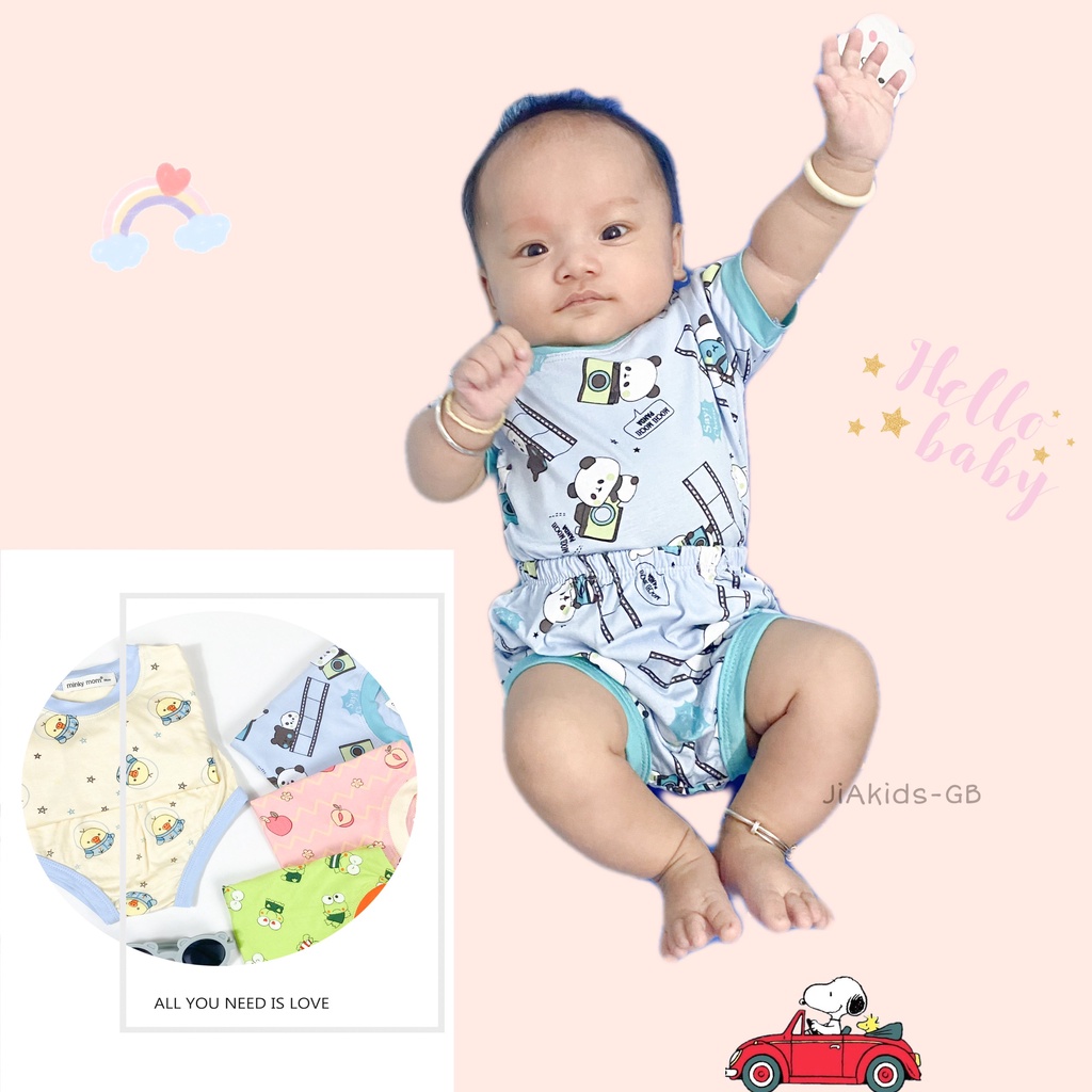 [Bé:4-15kg] Bộ Áo Ngắn Tay Quần Chip Minky Mom, Vải Thun Lạnh Thoáng Mát In Hoạ Tiết Vui Vẻ- Mã: TN-IN93