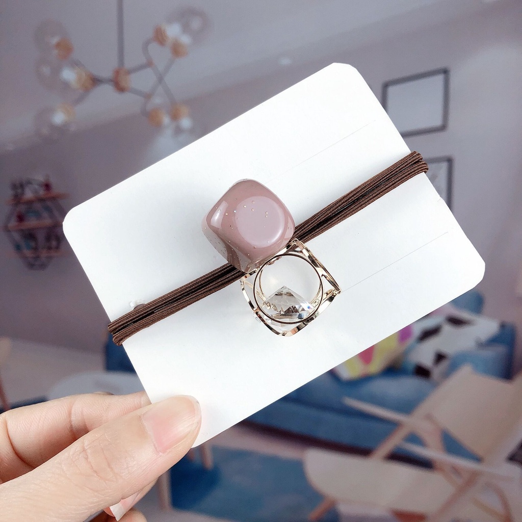 Dây Cột Tóc Đính Đá Pha Lê Phong Cách Hàn Quốc Xinh Xắn Cho Nữ