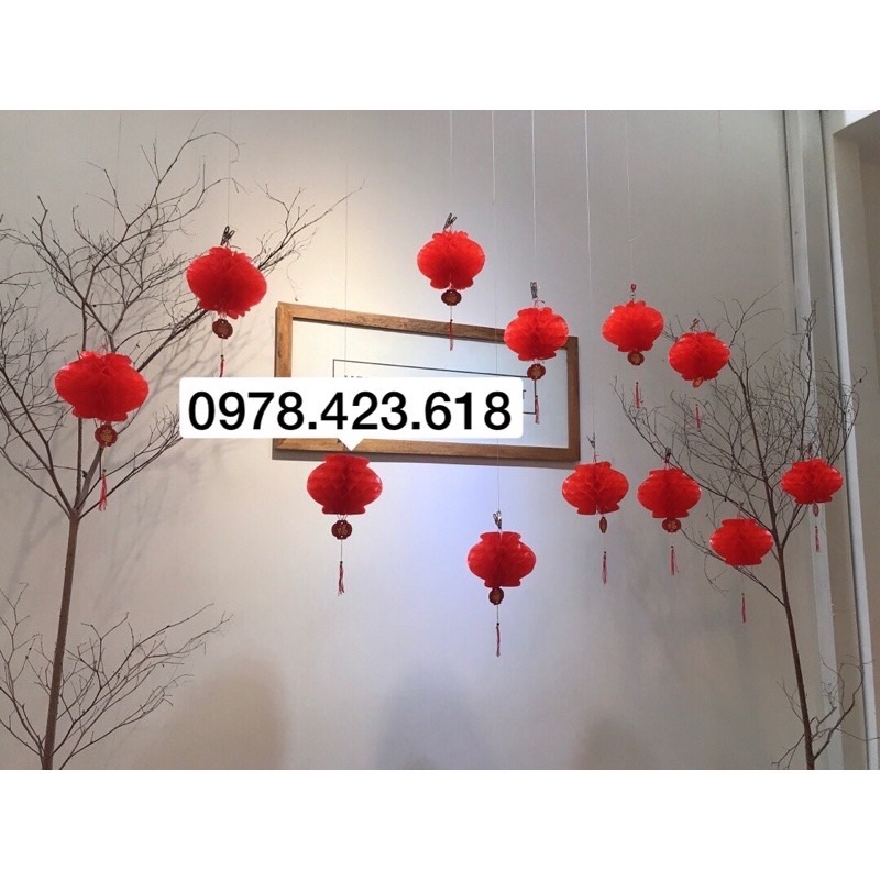 Đèn lồng giấy đỏ ni lông treo cành đào, cành mai trang trí văn phòng, lớp học Chúc mừng năm mới - đèn lồng Tết