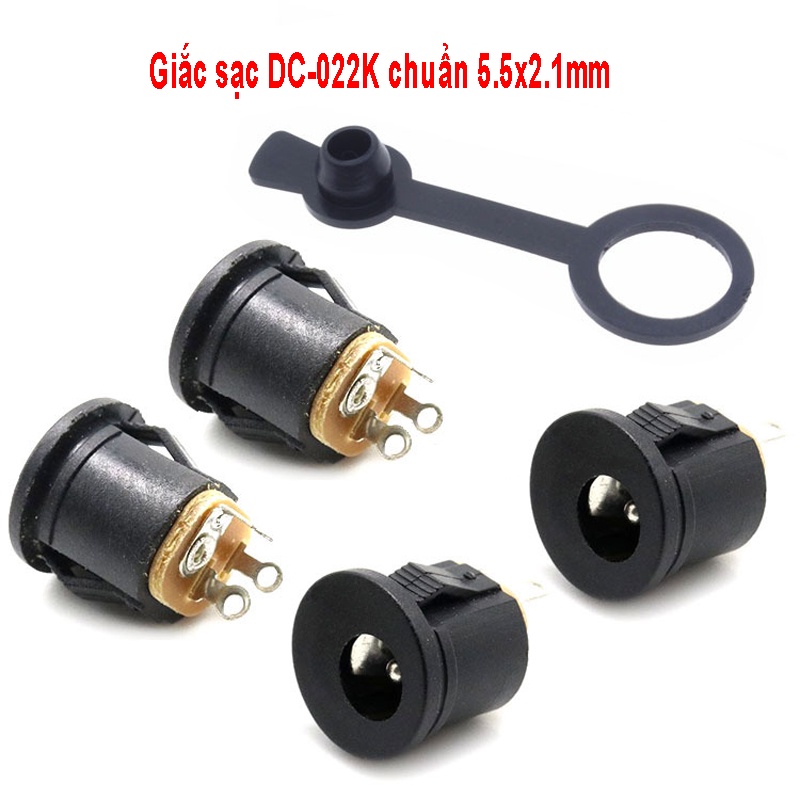 Giắc cái DC-022K DC-022V chân gài và vặn ốc 5.5x2.1mm có cao su chống nước