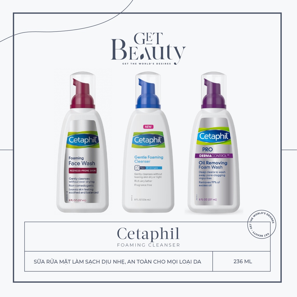 SỬA RỬA MẶT TẠO BỌT CETAPHIL OIL REMOVING | GENTLE FOAMING | REDNESS SKIN 237ML | BigBuy360 - bigbuy360.vn