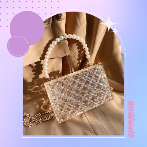 {HCM / HÀNG CÓ SẴN / ẢNH THẬT} TÚI HỘP TRONG SUỐT Ô VUÔNG ET01 - TÚI CLUTCH CẦM TAY ĐEO CHÉO ĐI TIỆC CHO NỮ