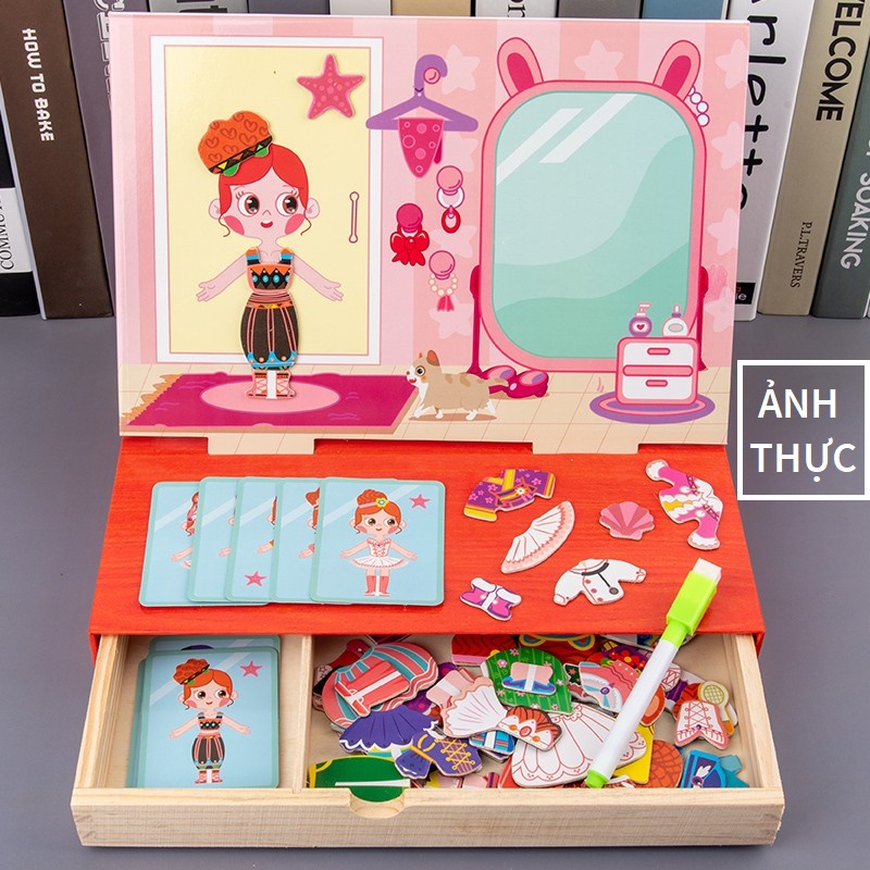 (Sỉ) Đồ Chơi Ghép Hình Thiết Kế Thời Trang Công Chúa: Bằng Gỗ &Nam Châm - Nhiều Chủ Đề Cho Bé Sáng Tạo
