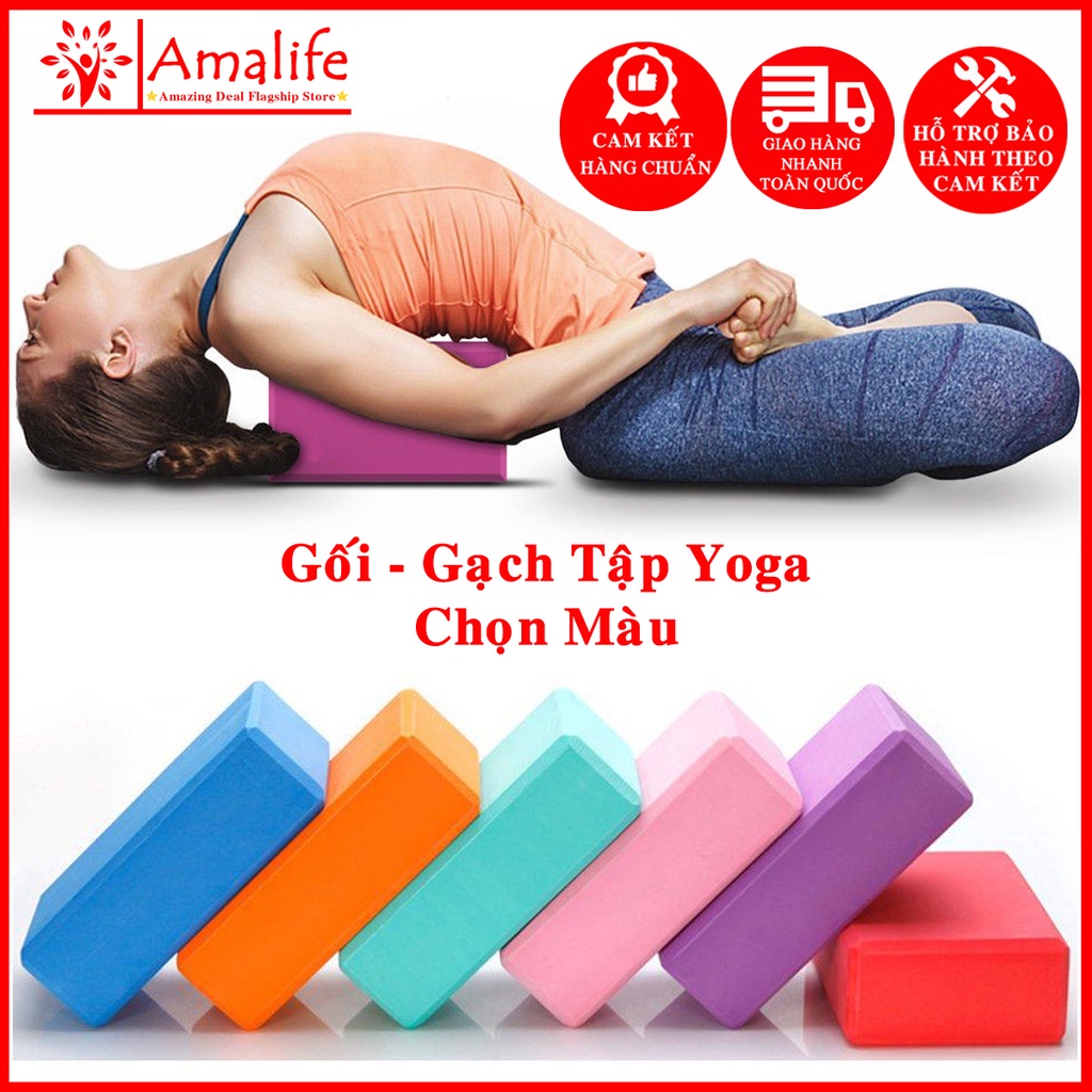 Gạch Tập Yoga Chọn Màu Cao Cấp – Gối Tập Yoga PVC Xốp Gạch Yoga Loại Nặng 180gram Hãng Amalife