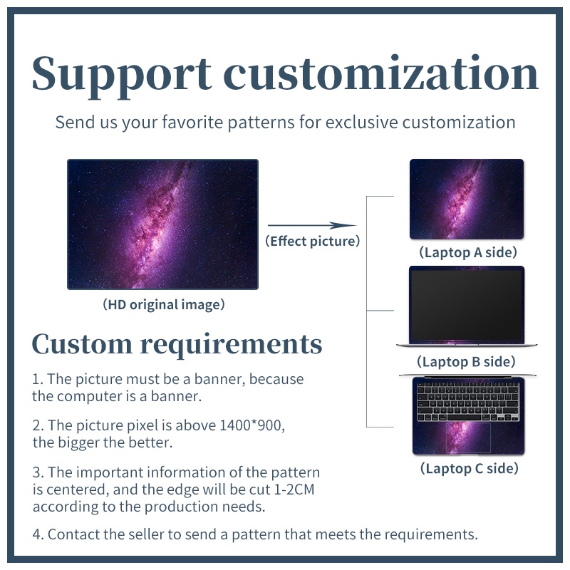 Miếng Dán Trang Trí Laptop Chống Thấm Nước Chống Bẩn Hình Dải Ngân Hà