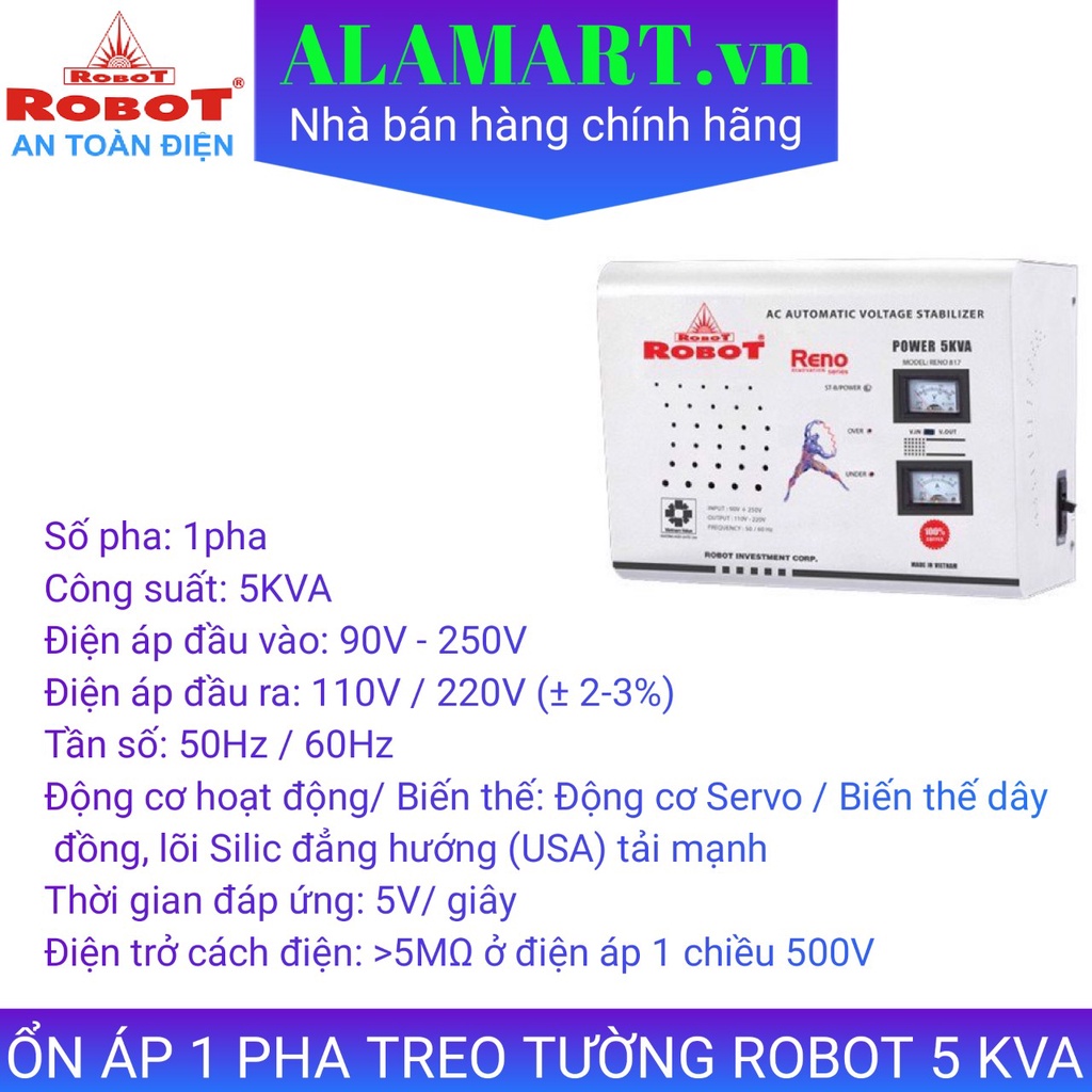 ỔN ÁP 1 PHA TREO TƯỜNG ROBOT RENO 5 KVA