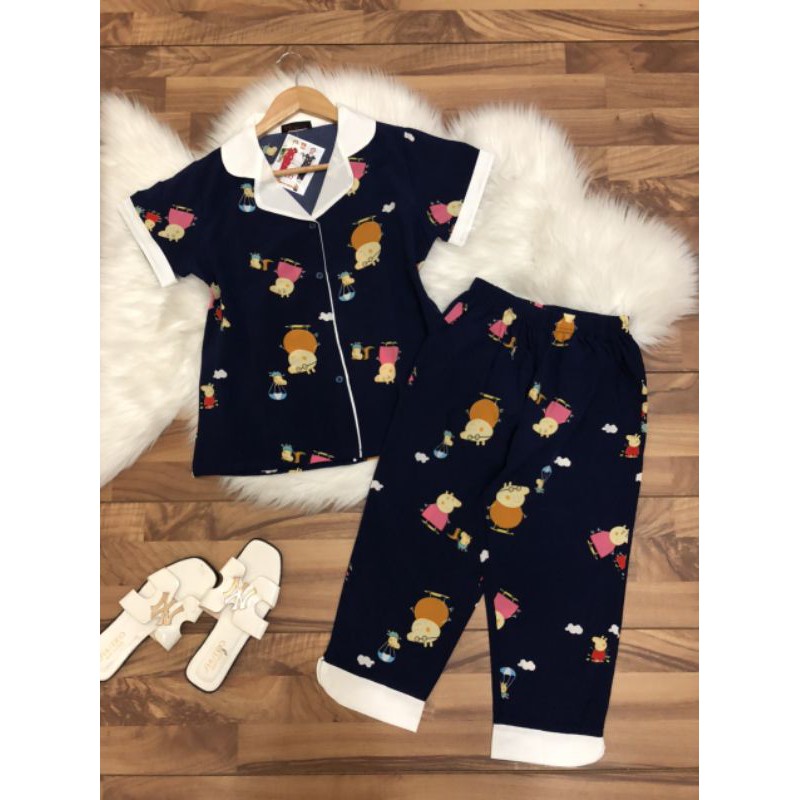 Bộ lửng pijama vải lụa, vải mềm, mát