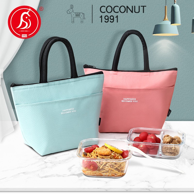 Túi đựng cơm, thức ăn giữ nhiệt HAPPINESS cao cấp-size to - chống thấm nước
