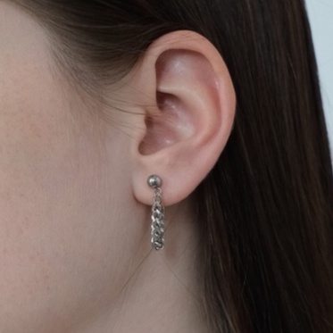 Khuyên Tai Dây Xích Small Kuu Clothes Thời Trang Hàn Quốc Màu Bạc  - Hoa tai Unisex không Gỉ - Dây Xích Small BẠC