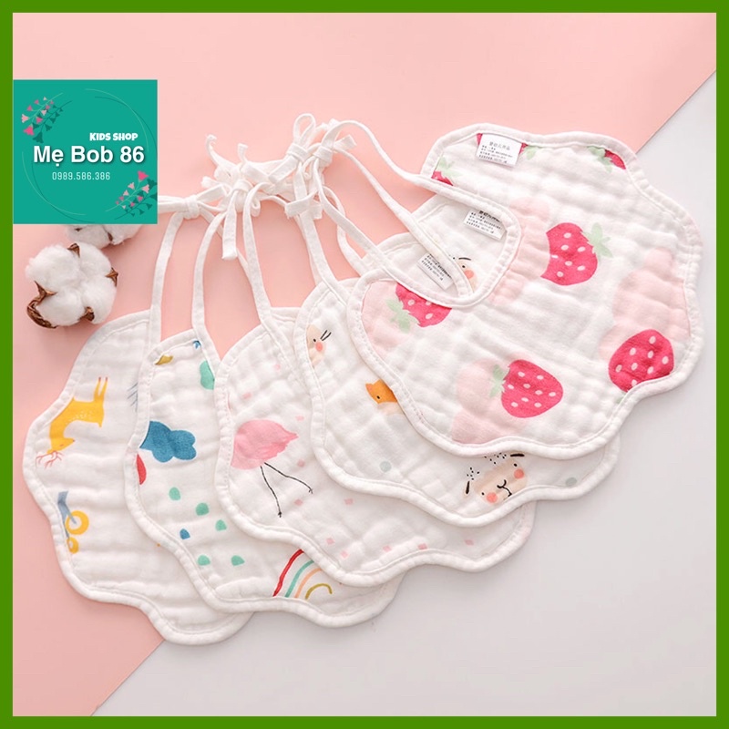 YẾM xô tròn buộc dây 8 lớp sợi tre mềm mại siêu thấm hút cho bé [Shop mẹ Bob 86]
