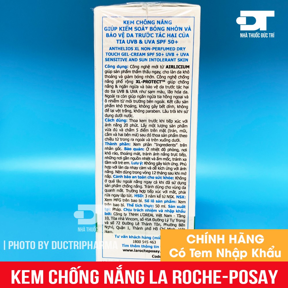 [CHÍNH HÃNG] Kem Chống Nắng La Roche Posay Anthelios Gel Cream SPF 50+ Cho Da Dầu