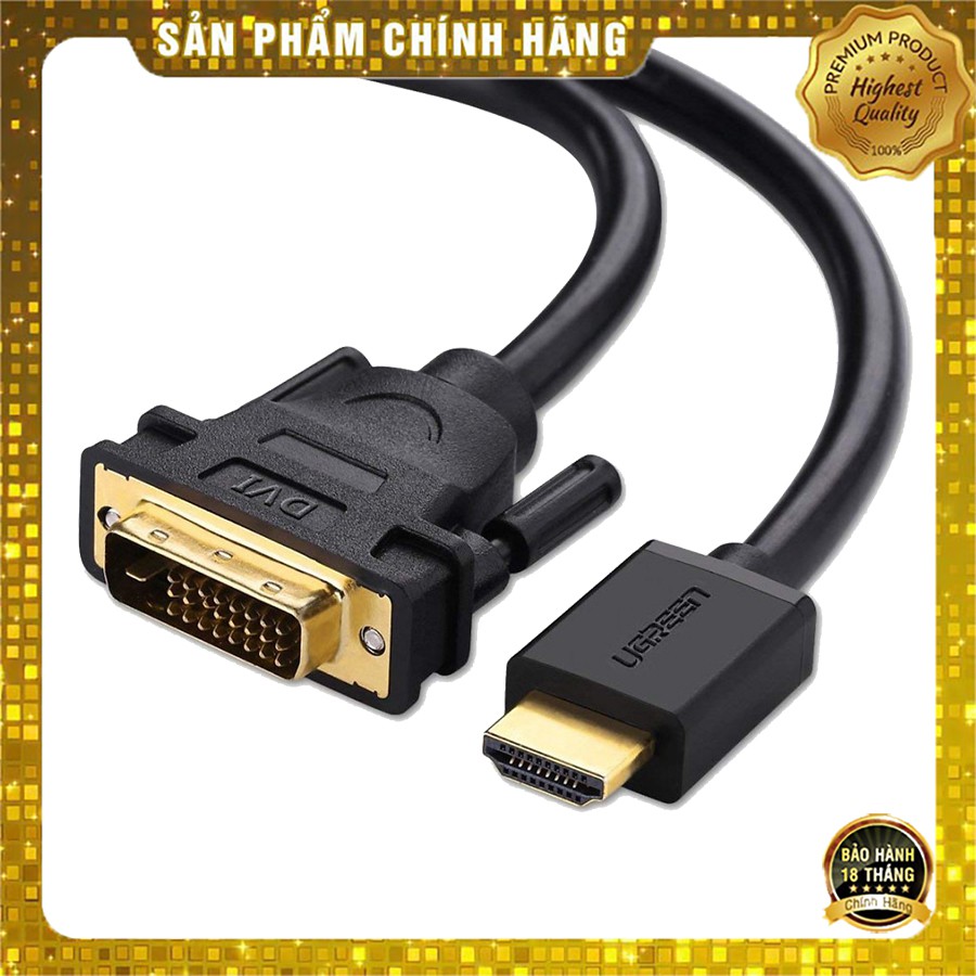 Cáp chuyển 2 chiều HDMI sang DVI 24+1 UGREEN 11150 dài 1,5m chính hãng - Hapustore