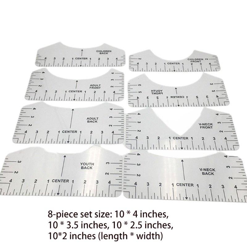 Set 8 Thước Đo Lường Trong Suốt Cổ Chữ V Phía Trước Và Sau DIY