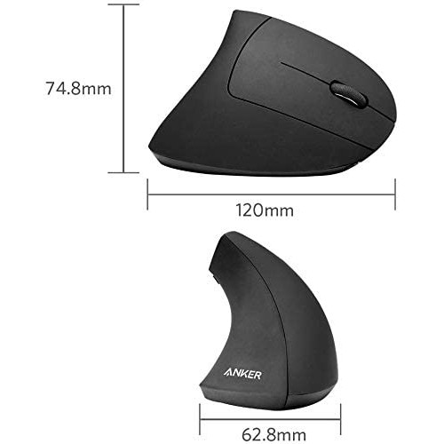 CHUỘT DỌC/CÔNG THÁI HỌC (không dây) Anker 2.4G Wireless Vertical Ergonomic Optical Mouse, 800 / 1200 /1600 DPI, MÀU ĐEN