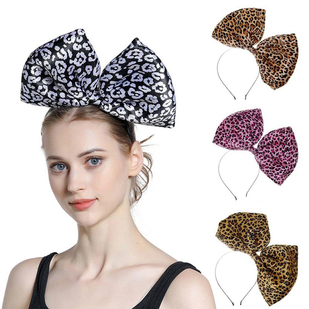 Băng Đô Cài Tóc Thắt Nơ In Họa Tiết Da Báo Cá Tính Dễ Thương Dành Cho Nữ