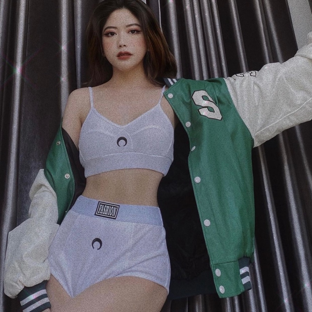 Bộ Đồ Lót Mặt Trăng Thể Thao Cạp Cao Set Bikini Cá Tính