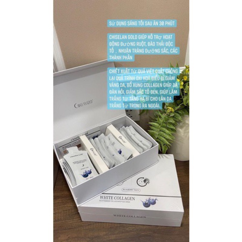 Nước uống white collagen chiselan gold 30 gói 1 hộp.