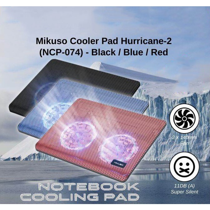 Đế tải nhệt Mikuso Hurricane 2 NCP-074 -(Quạt 2x140mm, Siêu im lặng, Làm mát nhanh,Cho chơi game /Gia đình /Cơ qua,