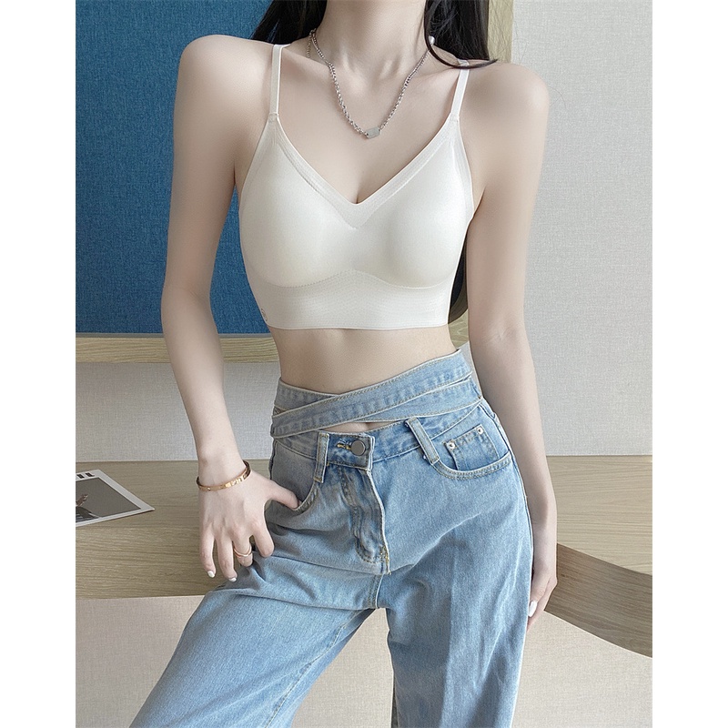Áo Lót Lụa Lạnh Không Dây Lưng Thấp Nâng Ngực Tàng Hình Size S-XL