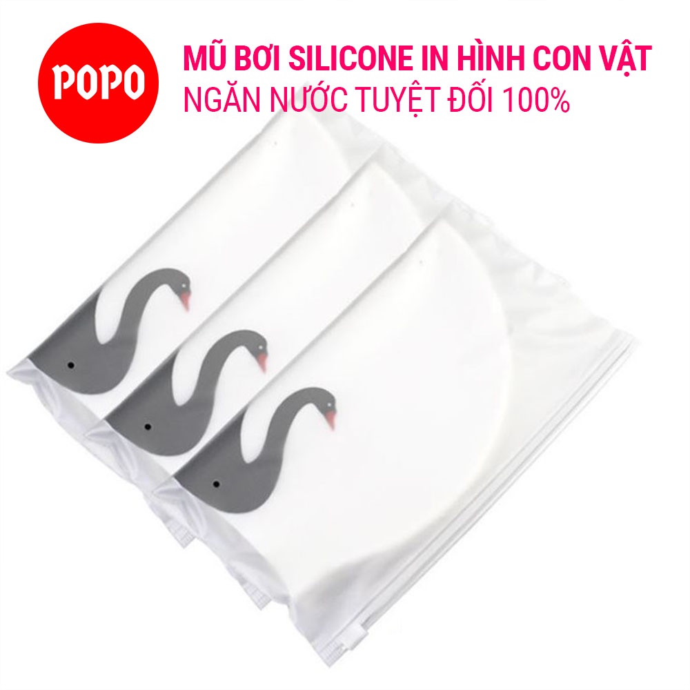 Mũ bơi người lớn, nón bơi người lớn silicone in hình cho nam nữ chống trơn trượt, ngăn nước SPORTY