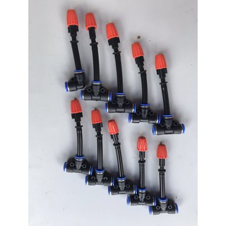 Bộ 10 béc phun sương đơn cam kèm T nối nhanh 8li và đầu nối