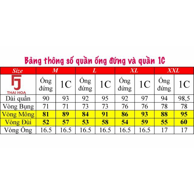 Quần Thái Hòa 1C cho nàng có vòng mông và đùi to