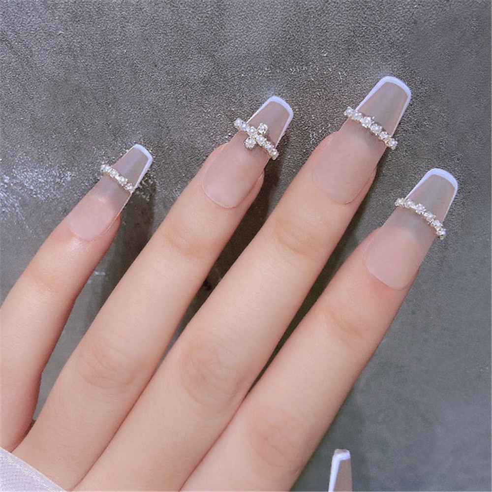 Chuỗi Hạt Kim Cương Giả Ba Chiều Lấp Lánh Trang Trí Móng Tay Thủ Công Thời Trang Cho Nữ