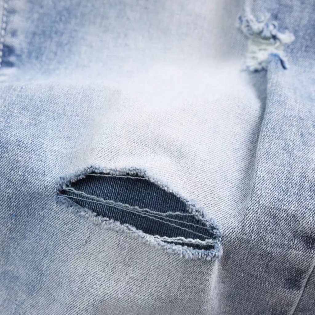 Quần jean rách gối nam co giãn tốt màu xanh ghi bạc xước mài Pon.mens hà nội hcm
