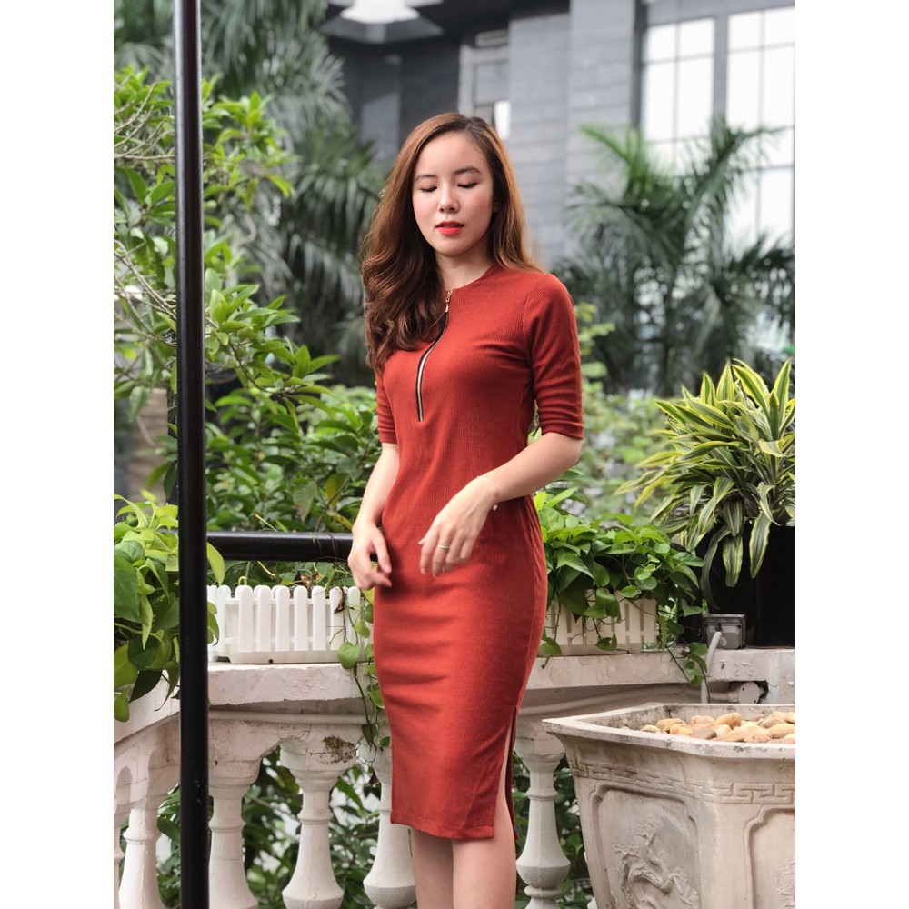 VÁY BODY LEN TĂM SẺ ĐÙI KHÓA NGỰC
