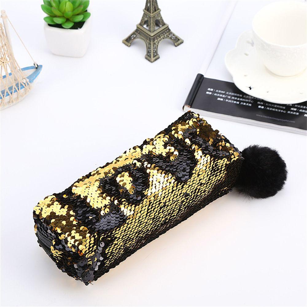 Túi Đựng Bút Chì Đính Kim Sa 9 Màu Sức Chứa Lớn Cho Học Sinh