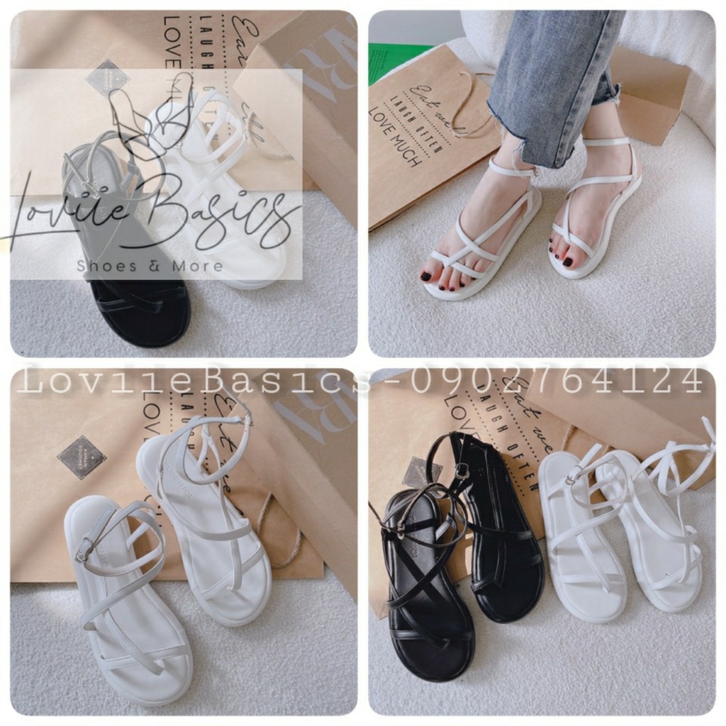 SANDAL BÁNH MÌ LOVIIE BASICS - GIÀY THỜI TRANG PHONG CÁCH NỮ TÍNH DÂY MẢNH XỎ NGÓN ĐẾ BẰNG S220830