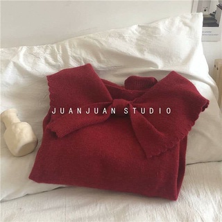 áo len đỏ cổ nơ xinh xắn