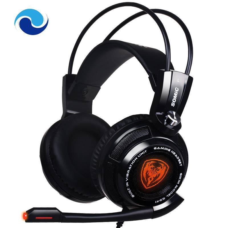 SOMIC G941 Gaming Headset for PS4, PC and Laptop, 7.1 Virtual Surround Sound USB Lightweight over Ear Headphone with Mic,Volume Control,LED(Black)