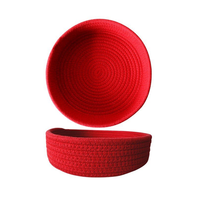 Giỏ Đựng Trái Cây/ Đồ Ăn Vặt Bằng Cotton Dệt Màu Trơn Đơn Giản Hiện Đại Trang Trí Nhà Cửa